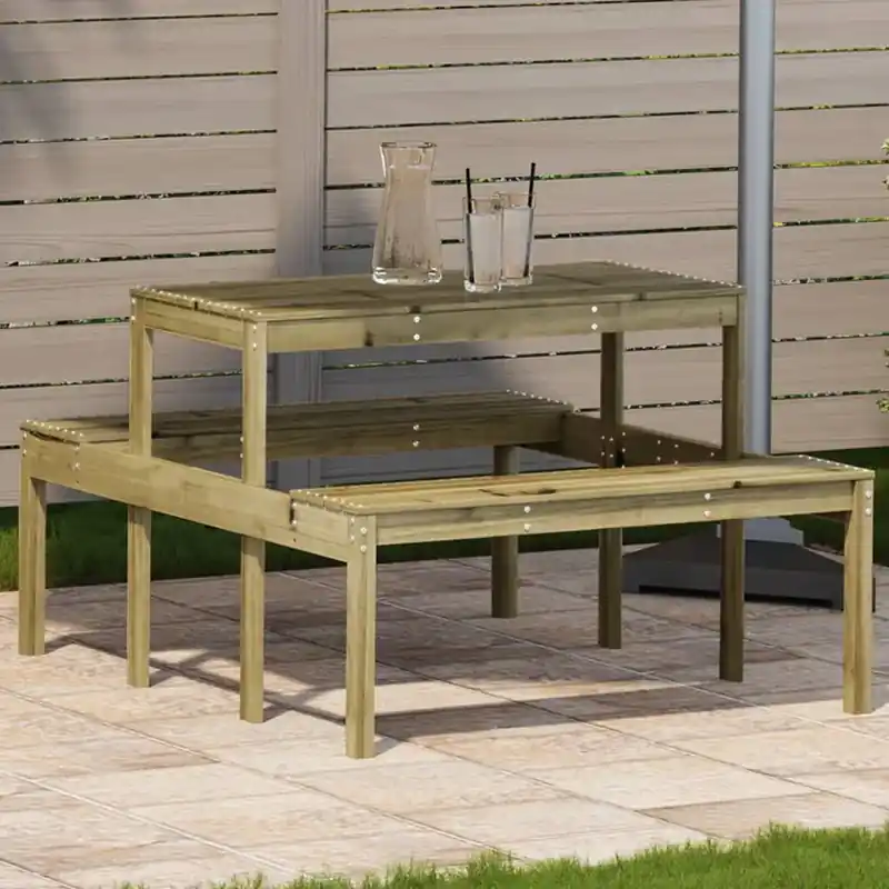 Akció vidaXL impregnált fenyőfa piknik asztal 110 x 134 x 75 cm