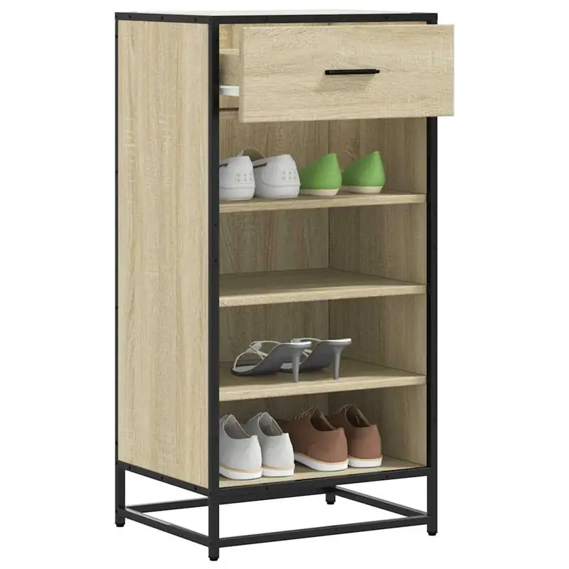 Biztonságos fizetés vidaXL sonoma tölgy színű szerelt fa cipőtartó 48x38x97,5 cm