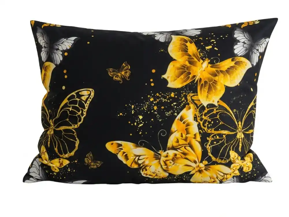 Outlet Mikroszálas párnahuzat GOLD BUTTERFLY 70x90 cm, fekete