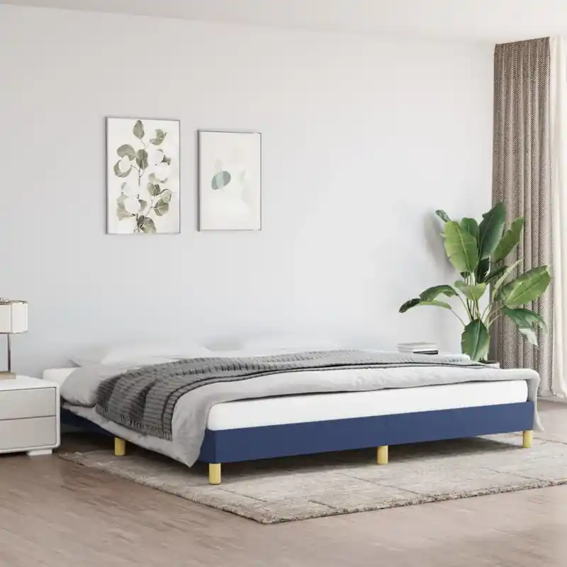 Kedvezményes ár vidaXL kék szövet ágykeret matrac nélkül 200 x 200 cm