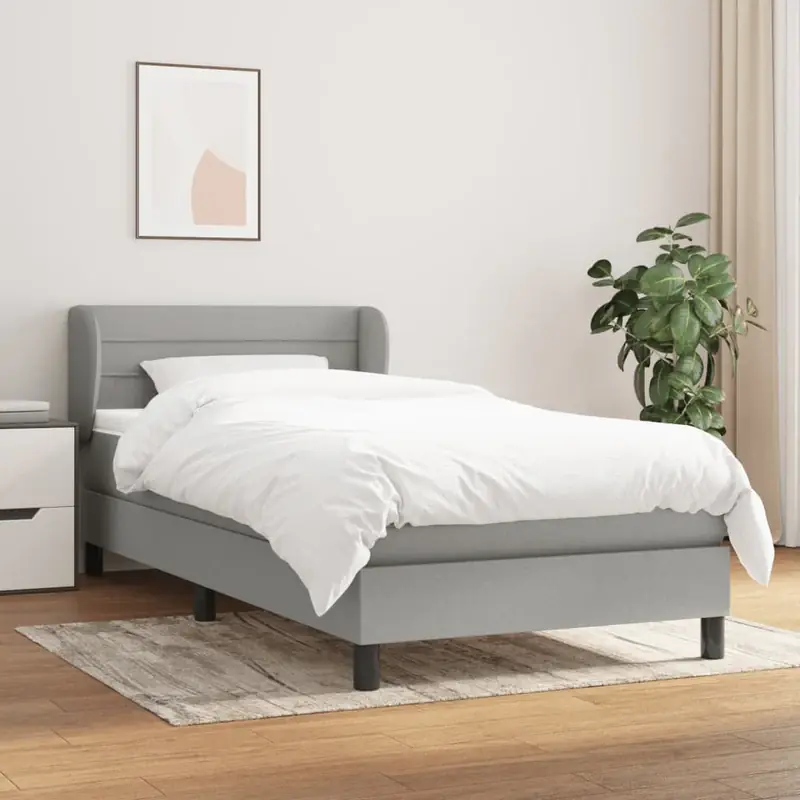 vidaXL világosszürke szövet rugós ágy matraccal 100 x 200 cm Kedvezmény
