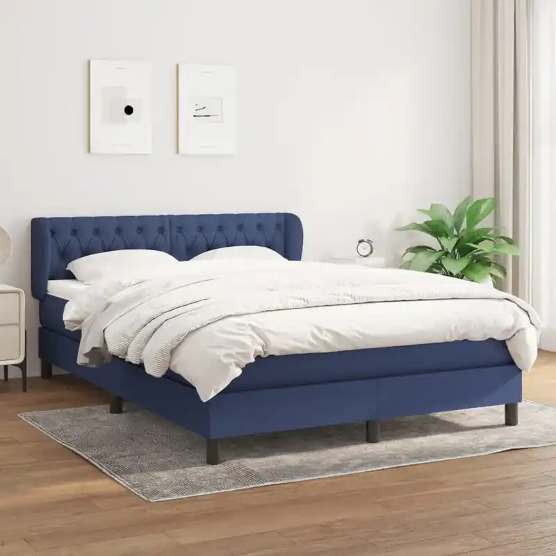 vidaXL kék szövet rugós ágy matraccal 140 x 190 cm Bestseller