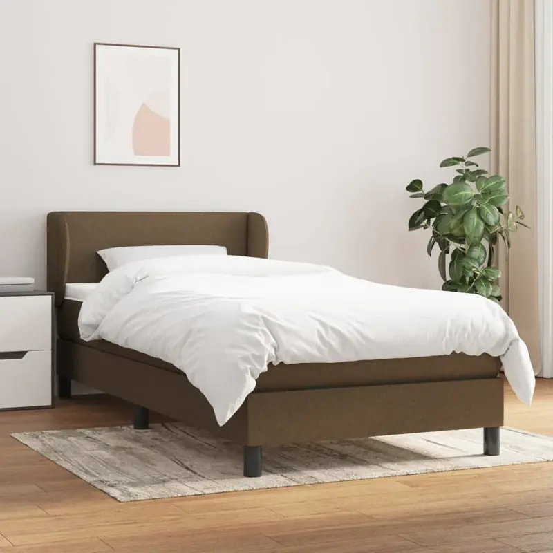 Különleges ajánlat vidaXL sötétbarna szövet rugós ágy matraccal 80 x 200 cm