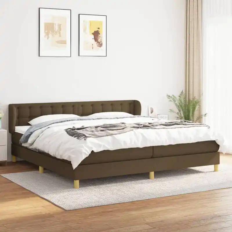 vidaXL sötétbarna szövet rugós ágy matraccal 200 x 200 cm Vásárlói kedvenc