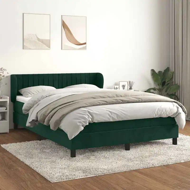 vidaXL sötétzöld bársony rugós ágy matraccal 140x200 cm Olcsóbb