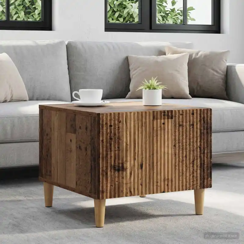 vidaXL Dohányzóasztal fiókkal Antik Fa 49 x 50 x 40 cm Szerelt Fa Azonnali szállítás