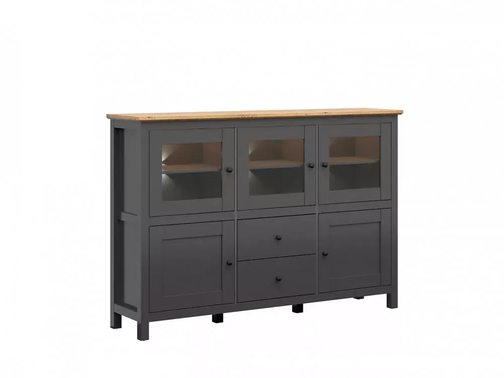 Ajánlat BRW HESEN - Vitrines Komód (KOM3W2D2S) - grafit/artisan tölgy