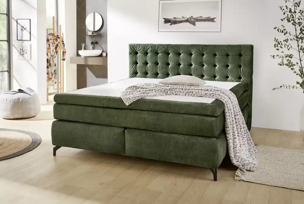 Azonnali szállítás Jessica mix boxspring ágy - velúr hatású sötét zöld