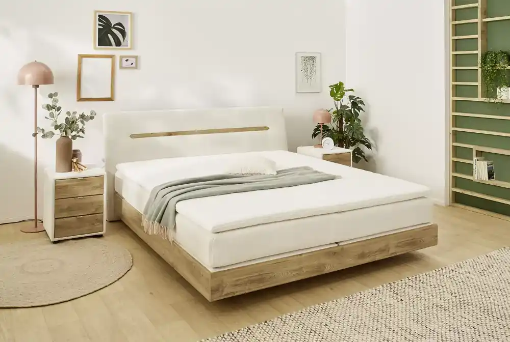 Újdonság Hetty boxspring ágy (180 x 200) - világos bézs