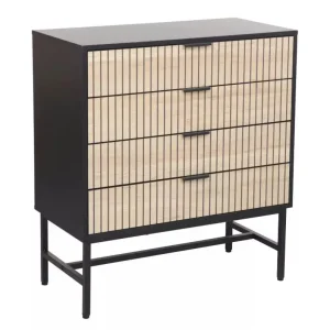 MAGO négy fiókos komód (KOM4S) - tölgy/matt fekete/fekete Kedvezmény