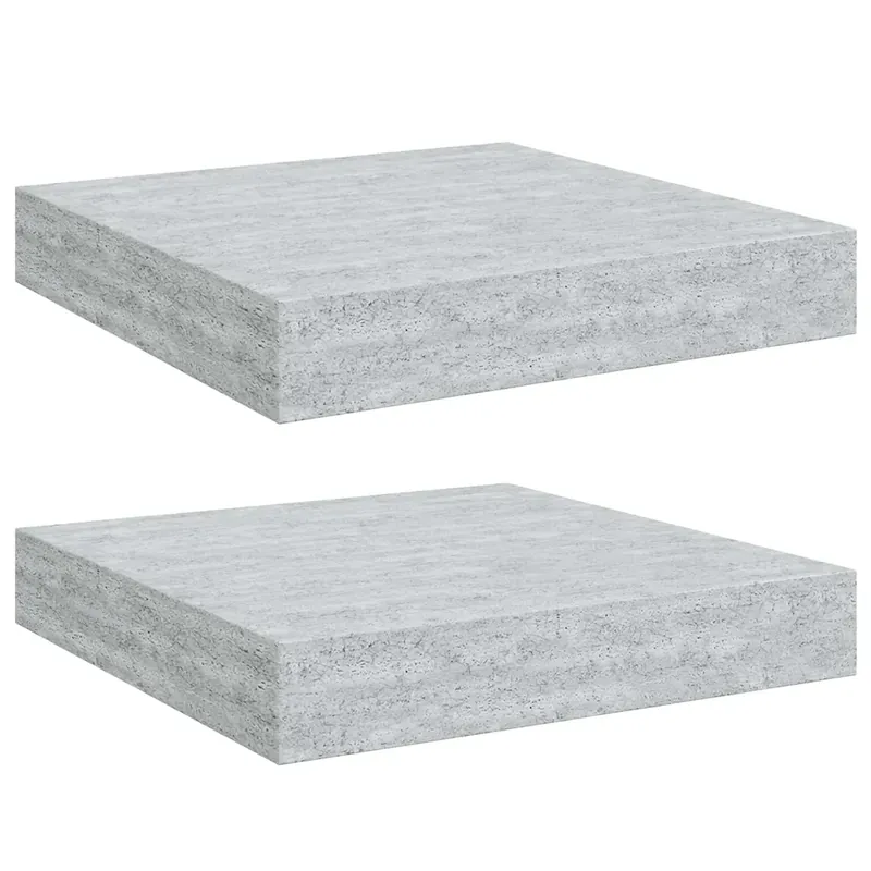 2 db betonszürke MDF lebegő fali polc 23 x 23,5 x 3,8 cm Különleges ajánlat