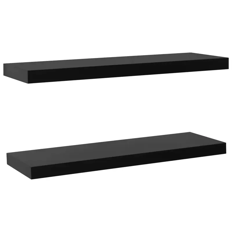 2 darab fekete lebegő fali polc 100 x 20 x 3,8 cm Olcsó