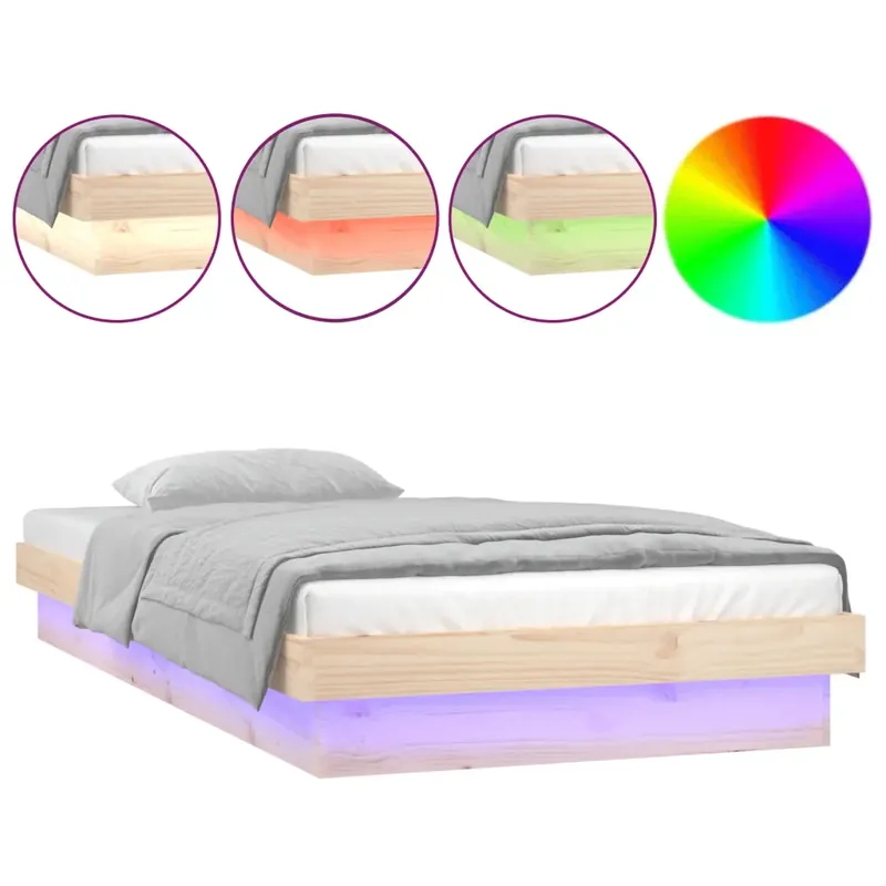 2FT6 Small Single tömör fa LED-es ágykeret 75 x 190 cm Expressz szállítás