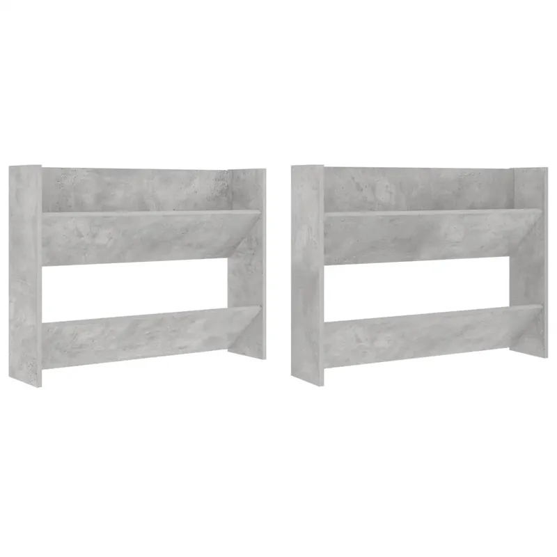 2 db betonszürke forgácslap fali cipősszekrény 80 x 18 x 60 cm Exkluzív ajánlat