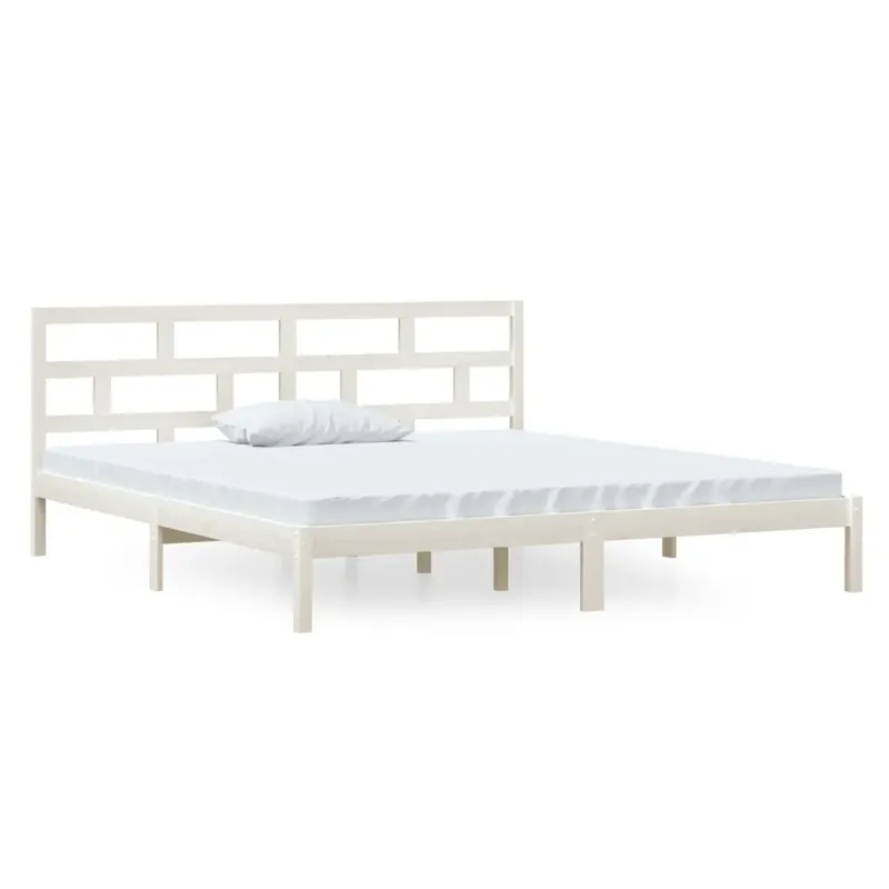 fehér tömör fenyőfa ágykeret 140 x 190 cm Bestseller