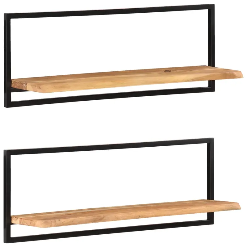 2 darab tömör akácfa és acél falipolc 100 x 24 x 35 cm Rendeld meg most