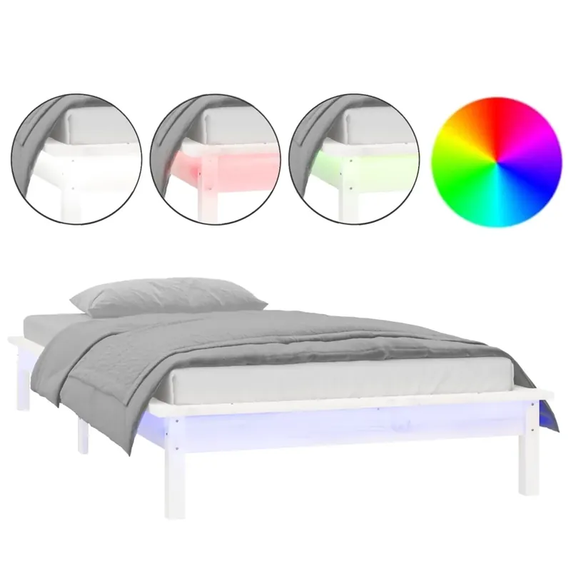 2FT6 Small Single fehér tömör fa LED-es ágykeret 75 x 190 cm Újdonság