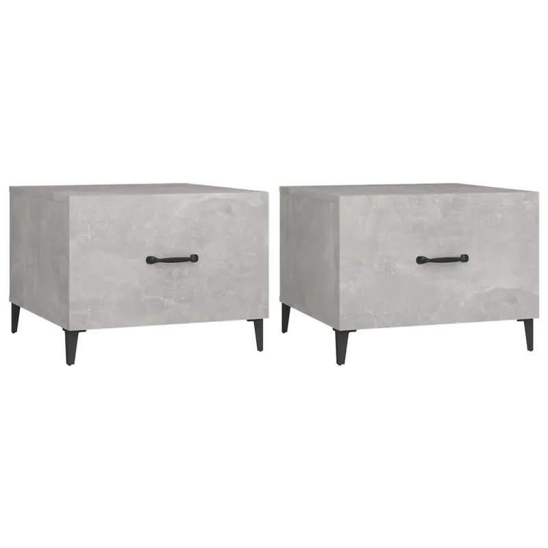 2 db betonszürke dohányzóasztal fémlábakkal 50 x 50 x 40 cm Szuper ajánlat