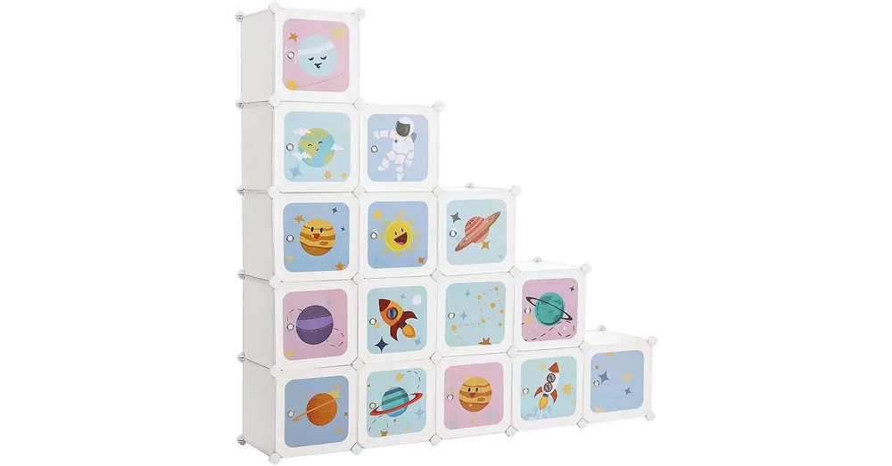 Rendeld meg most 15 kockás játéktároló, játékrendező szekrény 153x31x153 cm, űrutazás téma