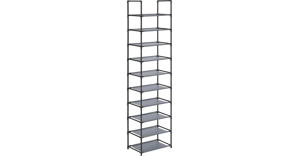 10 szintes cipőtartó, cipőállvány, 45 x 28 x 173 cm, fém váz, szürke Biztonságos vásárlás