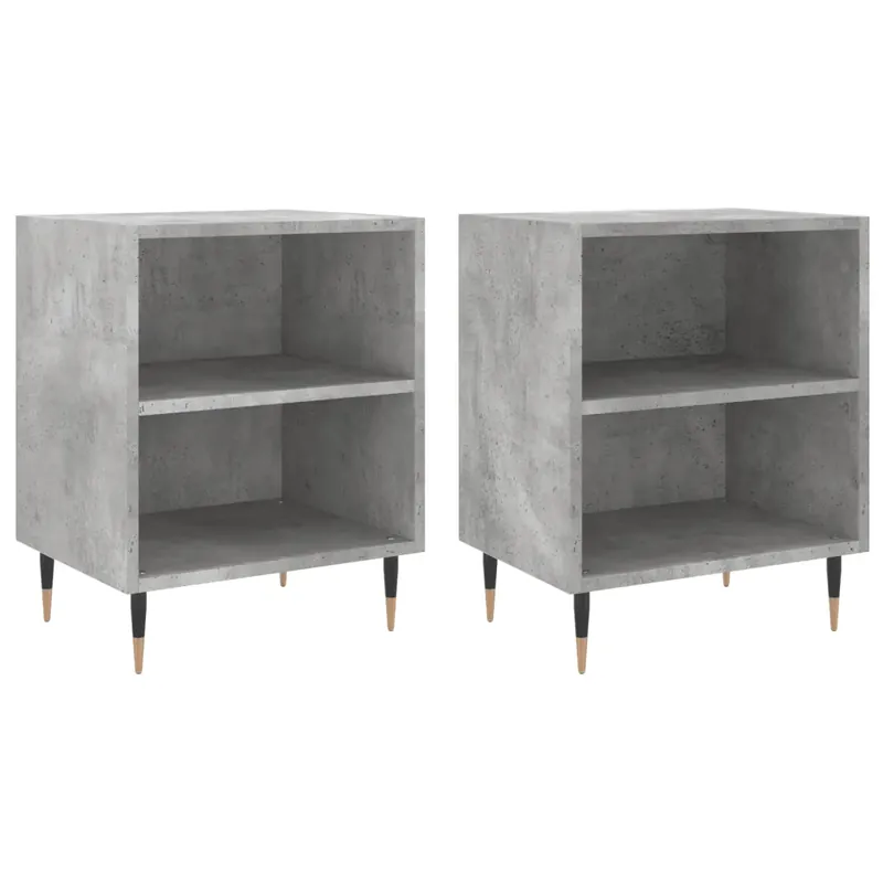 2 db betonszürke szerelt fa éjjeliszekrény 40x30x50 cm Vásárlói kedvenc