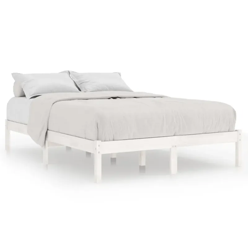 4FT6 Double fehér tömör fa ágykeret 135 x 190 cm Korlátozott ajánlat