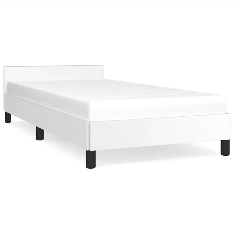 fehér műbőr ágykeret fejtámlával 100x200 cm Legkelendőbb