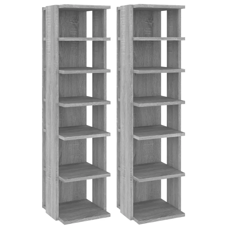 2 db szürke sonoma színű szerelt fa cipőtartó 27,5x27x102 cm Ne maradj le