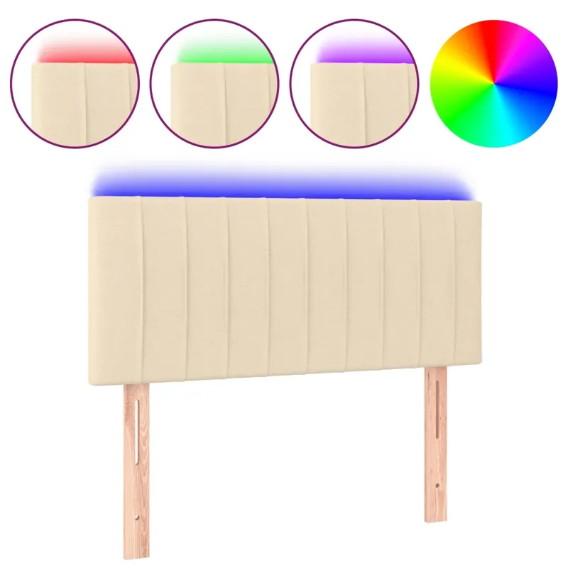krémszínű szövet LED-es fejtámla 90x5x78/88 cm Újdonság