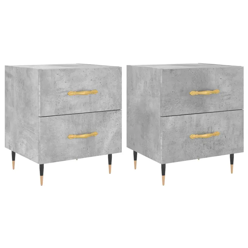2 db betonszürke szerelt fa éjjeliszekrény 40 x 35 x 47,5 cm Szuper akció
