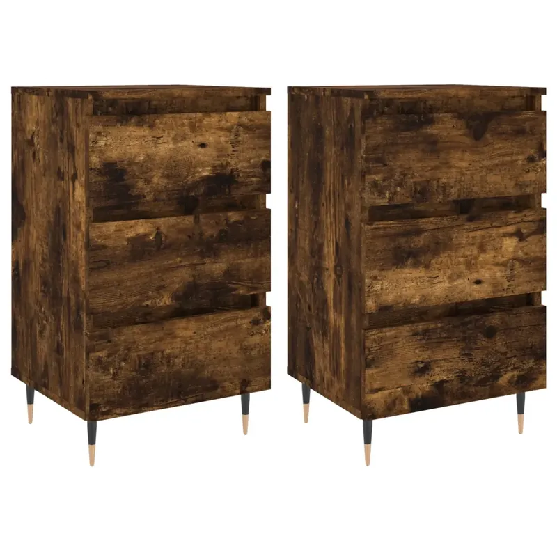 2 db füstös tölgyszínű szerelt fa éjjeliszekrény 40x35x69 cm Vedd meg online