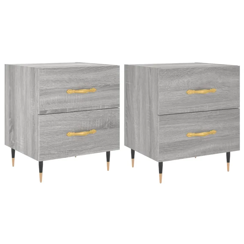 2 db szürke sonoma színű szerelt fa éjjeliszekrény 40x35x47,5cm Biztonságos fizetés