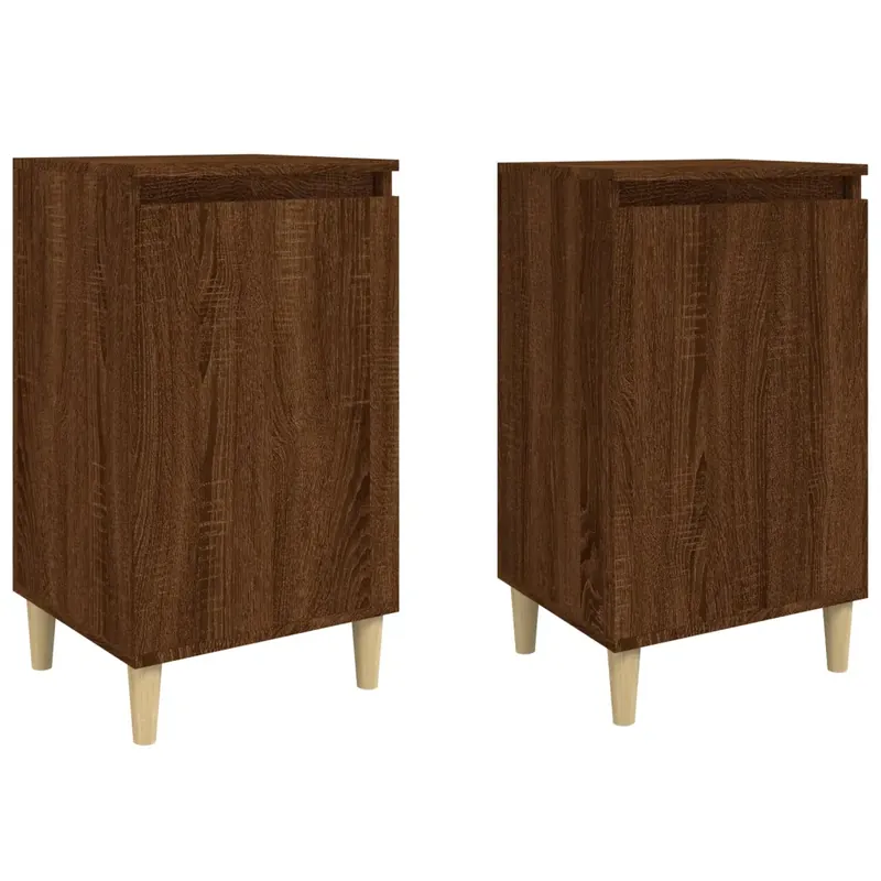 2 db barna tölgyszínű szerelt fa éjjeliszekrény 40x35x70 cm Alacsony ár