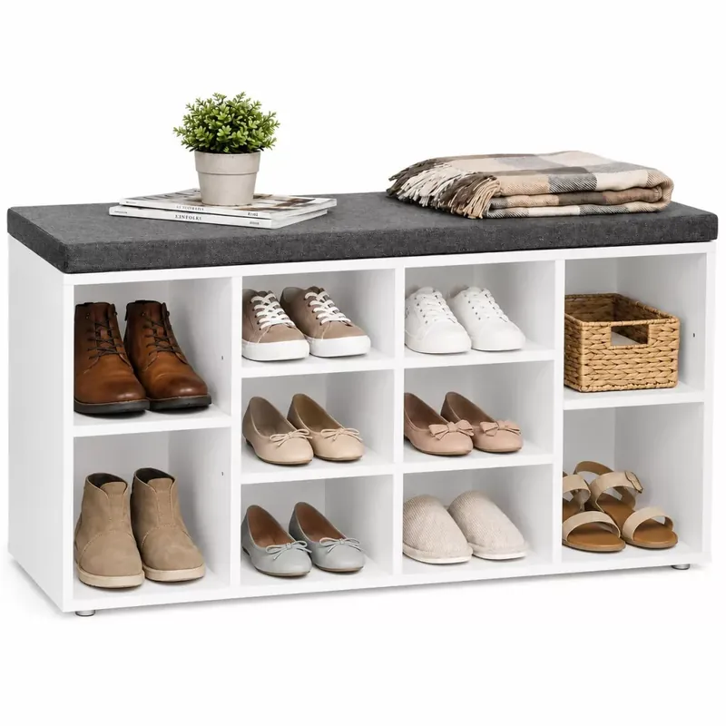 Cipőtároló pad két tároló szinttel, fehér 104x30x48cm Szuper ajánlat