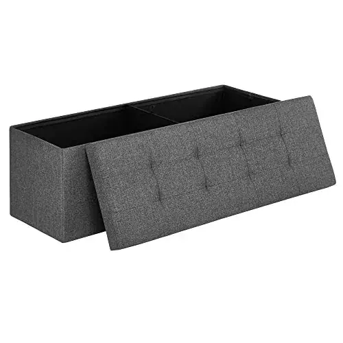 Összecsukható vászon tárolópuff, sötétszürke 110x38x38cm Végkiárusítás