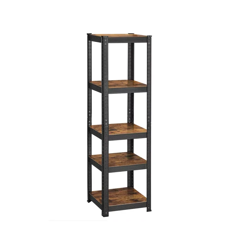 Polcos állvány, keskeny salgópolc, 80kg polconkénti teherbírással, fekete 37x37x150cm Azonnali szállítás