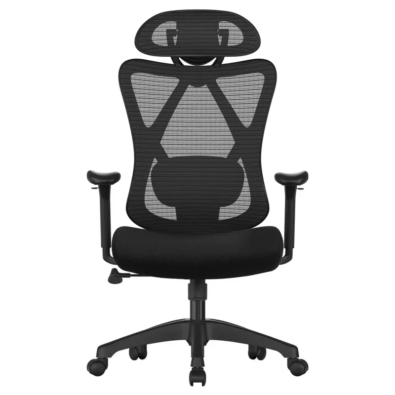 Nézd meg most Irodai ergonomikus szék, állítható deréktámasszal és fejtámlával, fekete