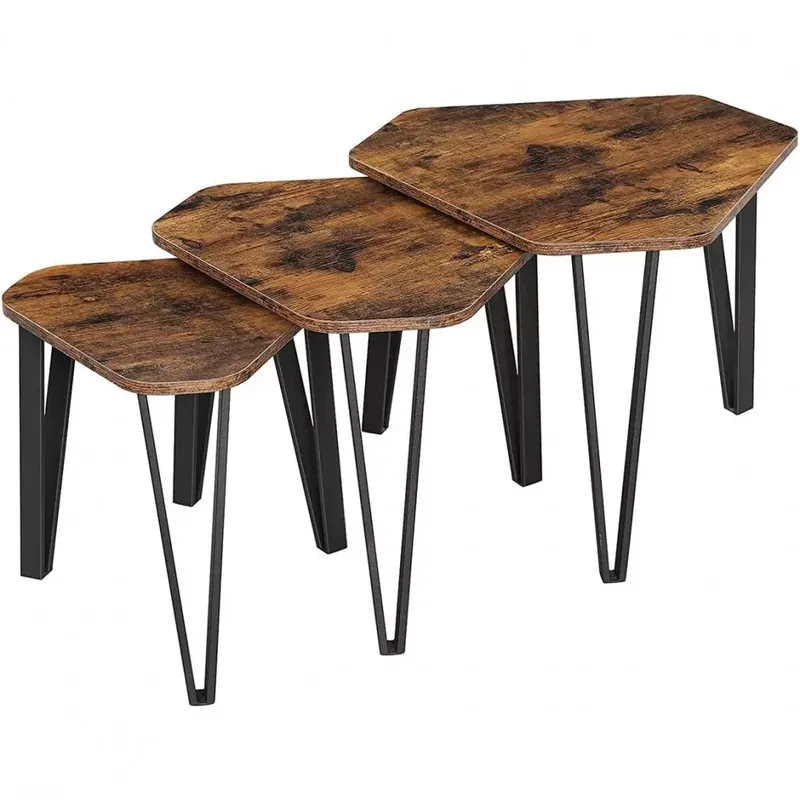 3 darabos doháznyzóasztal szett, rusztikus barna 58x58x45cm Újdonság