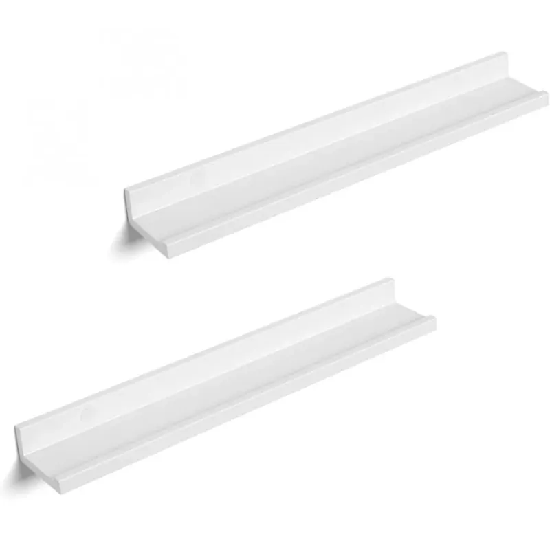 2 darabos lebegő polc szett magasfényű bevonattal, fehér 60x10x5cm Expressz szállítás