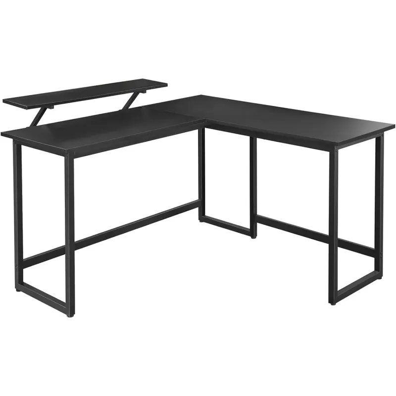 Akciós ár Sarok íróasztal monitor állvánnyal, fekete 140x130x92cm