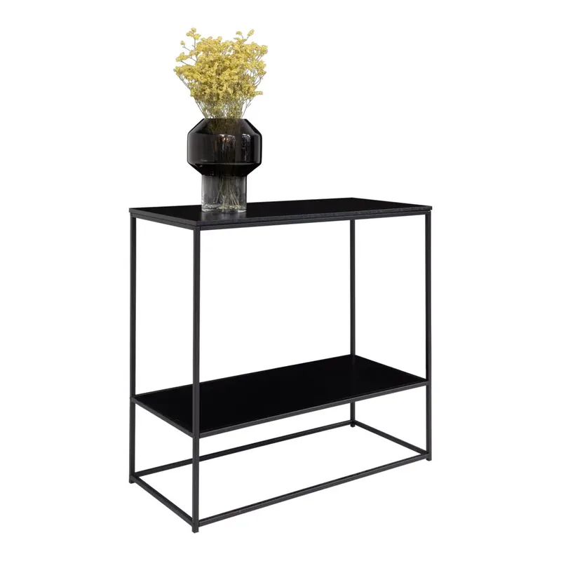 Konzolasztal 2 polccal, fekete 80x36x80cm Prémium