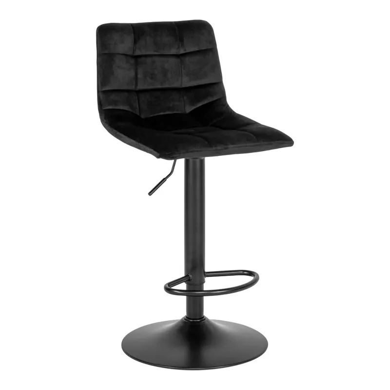 Kedvezményes ár 2 db Middelfart bárszék, bársony, fekete, 75 cm ülésmagasság
