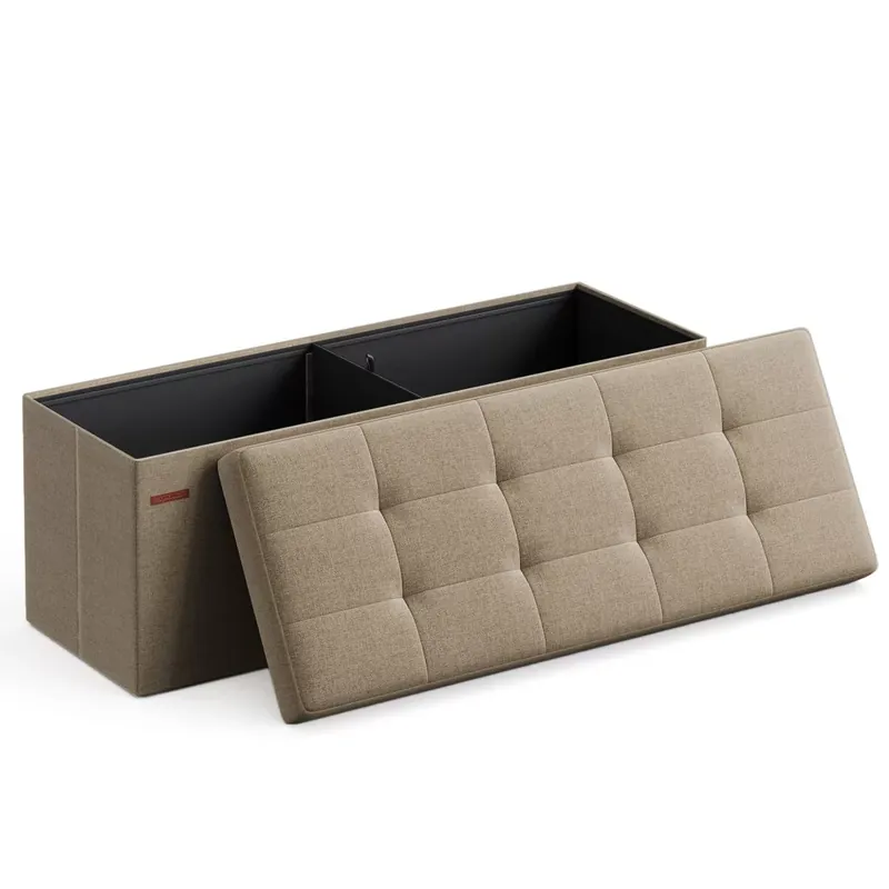 Összecsukható szövet tárolópuff, homokbarna 110x38x38cm Szuper ajánlat