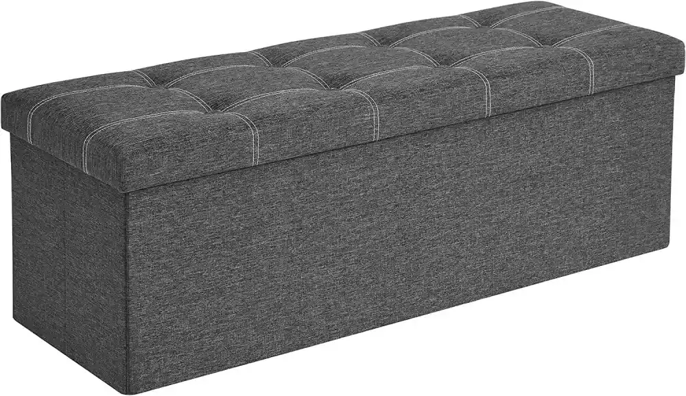 Összecsukható szövet tárolópuff, szürke 110x38x38cm Prémium
