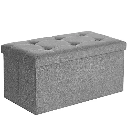 Összecsukható vászon tárolópuff, ottomán, szürke 76x38x38cm Kedvezményes ár