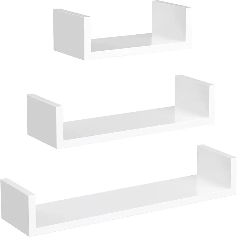 3 darabos lebegő polc szett, fehér 60x15x10cm/45x15x10cm/30x15x10cm Népszerű