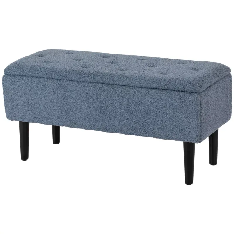 Ülőpad tárolóval, párnázott pad felnyitható fedéllel, kék, 95 x 38 x 45 cm Különleges ajánlat