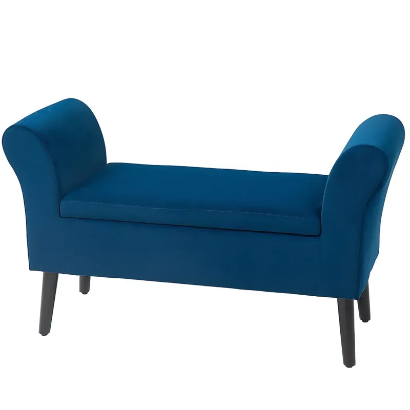 Szuper akció Ülőpad, tárolóval, bársonyos pe szövet és gumifa, kartámaszokkal, sötétkék, 115 x 43 x