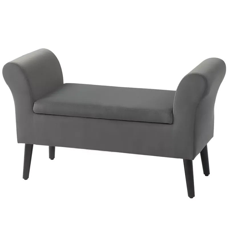 Ülőpad, tárolóval, bársonyos pe szövet és gumifa, kartámaszokkal, sötétszürke, 115 x 43 x Vásárlói kedvenc