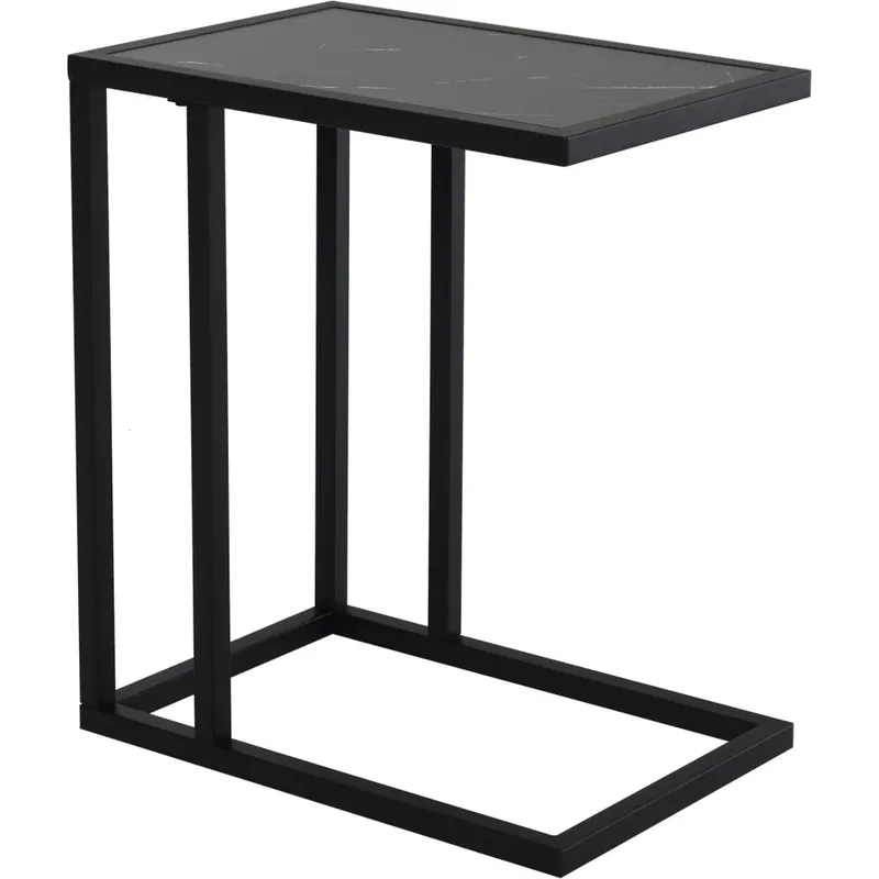 Bestseller Lerakóasztal, márványhatású, fekete fémkerettel, 45cm x 30cm x 51cm